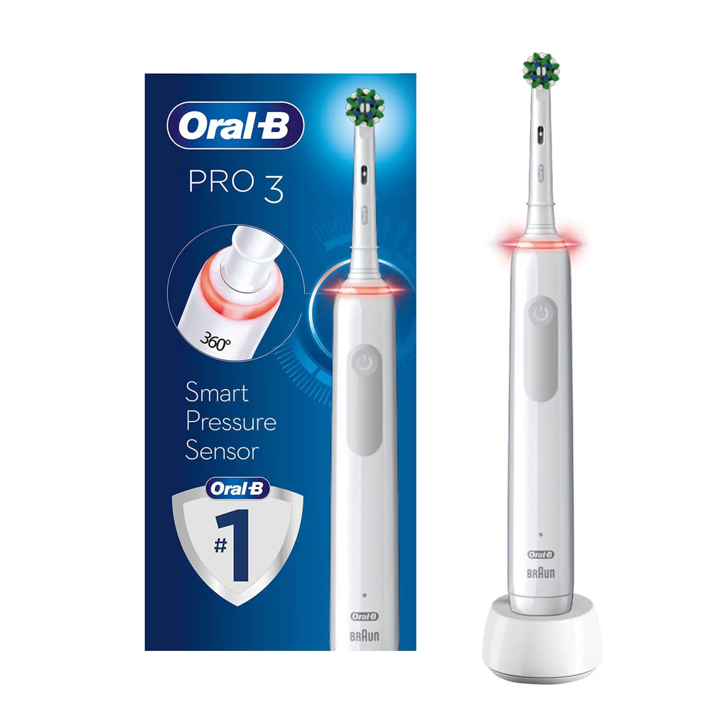 Oral-B Pro 3 Electric Toothbrush With Smart Pressure Sensor - White -  gamegalleryuk