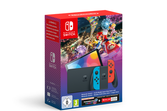 NINTENDO SWITC OLED NEON BUNDLE MARIO KART 8 DELUXE VOUCHER